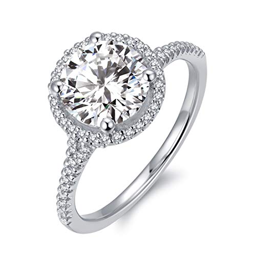 HAFEEZ CENTER 2ct True D Color VVS Moissanite Ring Moissanite Engagement Rings for Women (6 Moissanite)