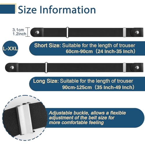【2 Pcs】No Buckle Stretch Belt for Women and Men Elastic Waist Belt Invisible Belts for Jeans Pants (2Pcs Set D, S-M:Waist Size 20''-35'')