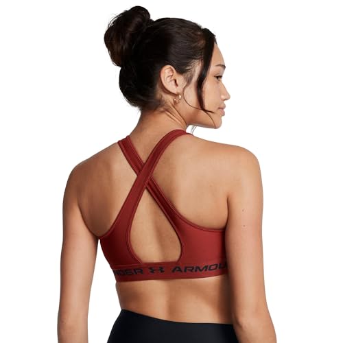Under Armour Womens Crossback Mid Impact Sports Bra, (840) Earthen Orange / / Black, Small