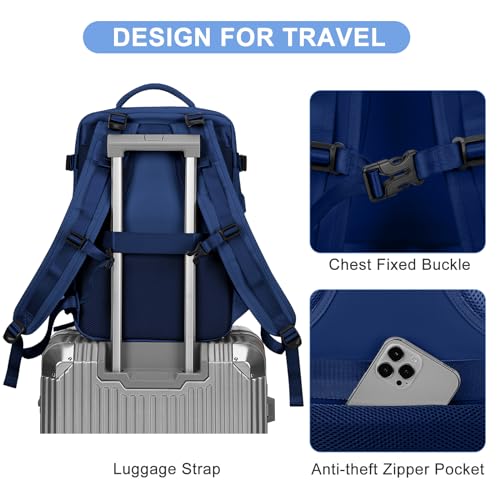 coofay Travel Backpack Carry On Backpack Personal Item Travel Bag Mochila De Viaje Carry On Backpack For Airplanes Traveling Backpack For Women Gym Backpack College Backpack Sapphire Blue