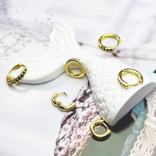 FIRSAUKI Surgical Steel Flat Back Earrings for Women Small Cartilage Huggie Hoop Earring for Sensitive Ears Stainless Steel Earrings Set Hypoallergenic Tiny CZ Nap Studs(3mm+5mm) BG