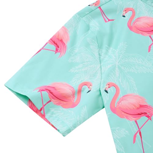 Idgreatim Mens Hawaiian Rompers Pink Flamingo Graphic One Piece Romper Jumpsuit Casual Summer Overalls for Vacation L