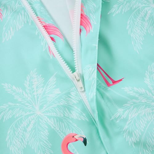 Idgreatim Mens Hawaiian Rompers Pink Flamingo Graphic One Piece Romper Jumpsuit Casual Summer Overalls for Vacation L