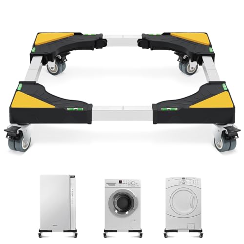 W B D WEIBIDA Mobile Roller with 4 Locking Wheels, Adjustable furniture dolly Mini Fridge Stand Appliance Dollys Cart Washer Pedestal for Portable Washing Machine, Dryer, Refrigerator