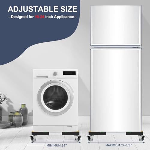 W B D WEIBIDA Mobile Roller with 4 Locking Wheels, Adjustable furniture dolly Mini Fridge Stand Appliance Dollys Cart Washer Pedestal for Portable Washing Machine, Dryer, Refrigerator