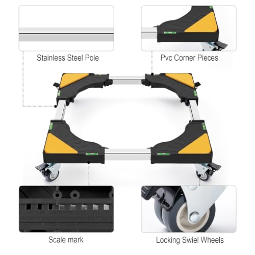 W B D WEIBIDA Mobile Roller with 4 Locking Wheels, Adjustable furniture dolly Mini Fridge Stand Appliance Dollys Cart Washer Pedestal for Portable Washing Machine, Dryer, Refrigerator