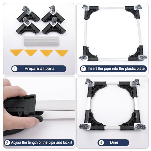 W B D WEIBIDA Mobile Roller with 4 Locking Wheels, Adjustable furniture dolly Mini Fridge Stand Appliance Dollys Cart Washer Pedestal for Portable Washing Machine, Dryer, Refrigerator