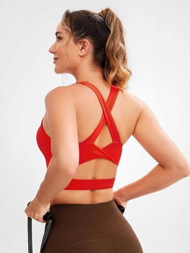 JOYSPELS Sports Bras for Women Extra Comfort Criss-Cross Back Padded Workout Tops for Women Medium Support