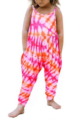 Vieille Little Girls Romper Size 7 Kids Summer Jumpsuit Tie Dye Outfit Sleeveless One Piece Romper Size 7-8