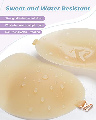 APOWUS Sticky Bra Ultra Thin New 2023, Adhesive Invisible 2 Pairs Strapless Backless Bras Silicone Bra Reusable for Small Breast Cup D 01