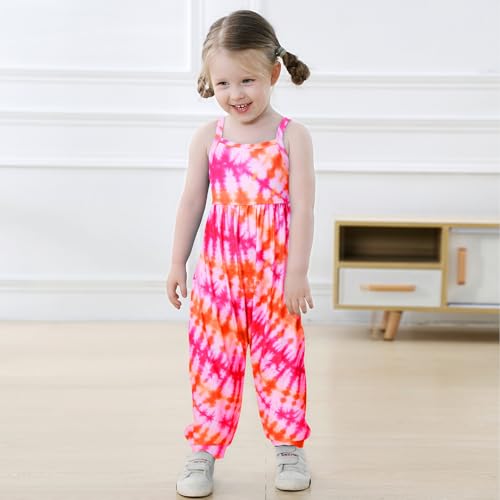 Vieille Little Girls Romper Size 7 Kids Summer Jumpsuit Tie Dye Outfit Sleeveless One Piece Romper Size 7-8