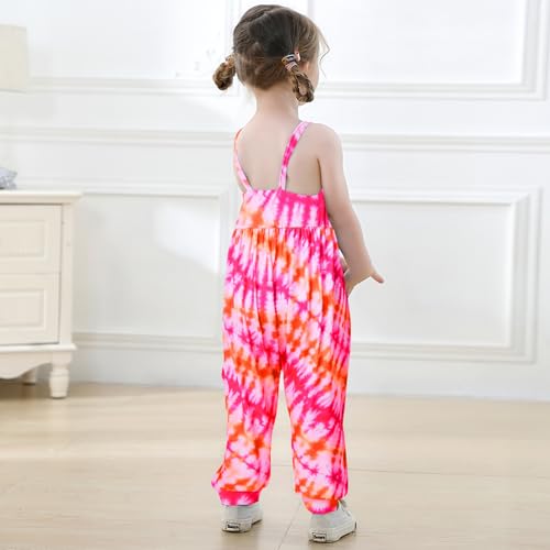 Vieille Little Girls Romper Size 7 Kids Summer Jumpsuit Tie Dye Outfit Sleeveless One Piece Romper Size 7-8