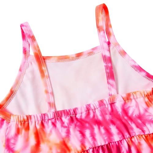 Vieille Little Girls Romper Size 7 Kids Summer Jumpsuit Tie Dye Outfit Sleeveless One Piece Romper Size 7-8