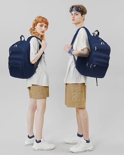 Backpack for Middle High School Navy Blue Backpack for Boys Girls Large College Bookbag Schoolbag for Youth Adults Water Resistant Book Bags Back Pack with Lots of Pockets Morrales Mochilas Escolares