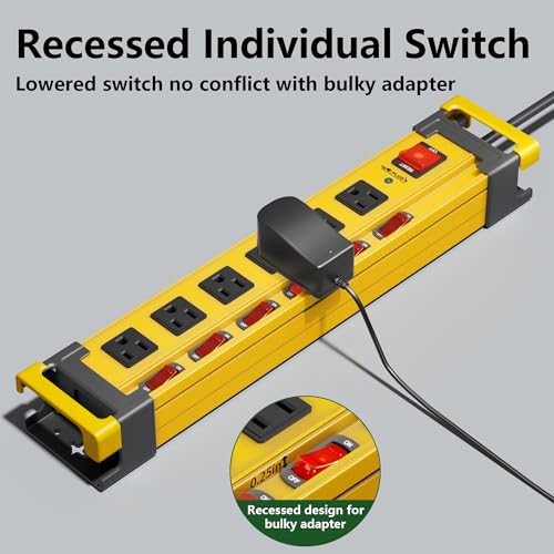 6 Outlet Metal Mount Surge Protector with Switches