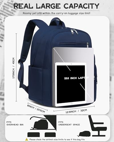 Backpack for Middle High School Navy Blue Backpack for Boys Girls Large College Bookbag Schoolbag for Youth Adults Water Resistant Book Bags Back Pack with Lots of Pockets Morrales Mochilas Escolares