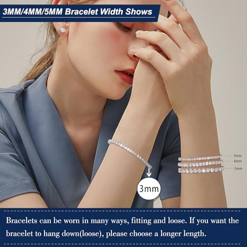 Moissanite Tennis Bracelet 2.19 Carats Moissanite Bracelets for Women Men's Bracelets 18k White Gold Plated 925 Sterling Silver Bracelet, 2mm 8inch D Color VVS1 Round Cut Lab Created Diamond Tennis Bracelet with GRA Certificate