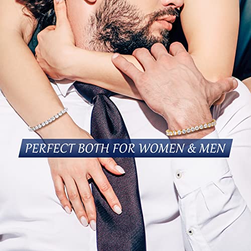 Moissanite Tennis Bracelet 2.19 Carats Moissanite Bracelets for Women Men's Bracelets 18k White Gold Plated 925 Sterling Silver Bracelet, 2mm 8inch D Color VVS1 Round Cut Lab Created Diamond Tennis Bracelet with GRA Certificate