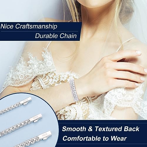 Moissanite Tennis Bracelet 2.19 Carats Moissanite Bracelets for Women Men's Bracelets 18k White Gold Plated 925 Sterling Silver Bracelet, 2mm 8inch D Color VVS1 Round Cut Lab Created Diamond Tennis Bracelet with GRA Certificate