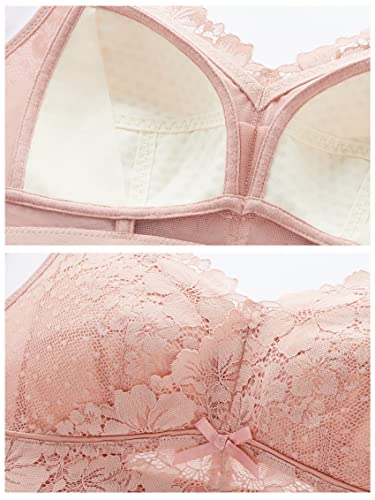 Wireless Bras for women full figure Plus size full coverage wireless No wire minimizer bra for big busted women lightly lined comfortable lifting wirefree bra Rose Pink 38DD 38 DD double D