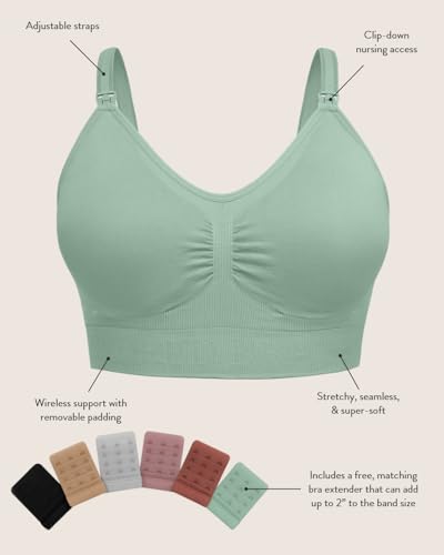 Kindred Bravely Sublime Seamless Nursing Bra | Wireless Maternity & Postpartum Bra | Premium Nursing Bras (Cactus, Large)