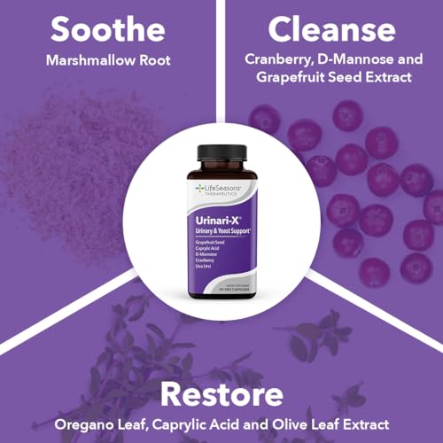 Urinari-X - Urinary Tract Support - Fast Acting UTI Relief - Vitamin Supplement for Healthy Bladder Function & Immunity - D-Mannose, Cranberry, Caprylic Acid, Uva Ursi & Grapefruit - 180 Capsules