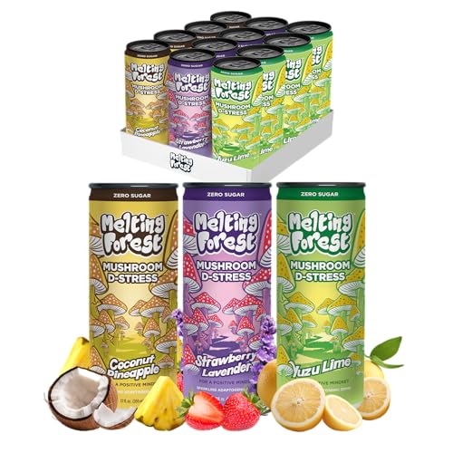 Melting Forest Mushroom D-Stress Drink - Variety Pack - 3 Flavors - 12 Pack