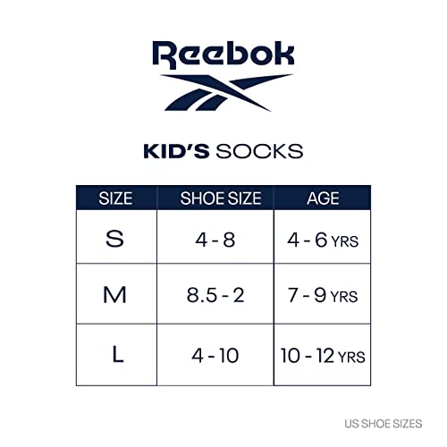Reebok Boy's Cushioned Comfort Quarter Basic Socks With Reinforced Heel And Toe (12 Pack), Size Large, BlackGreyWhite