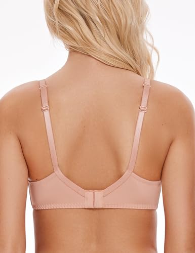 Wingslove Women's Sexy Lace Bra Non Padded Underwire Unlined Bra Full Coverage Plus Size Lace Bralette (Pink Nude,36D)
