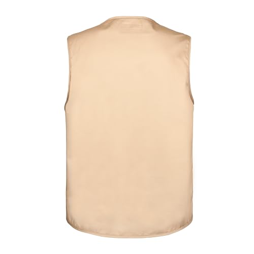 LISUHEPEAL Men’s Fishing Vest Summer Outdoor Work Safari Travel Photo Vest with Multi Pockets (S18-Light Camel, L)