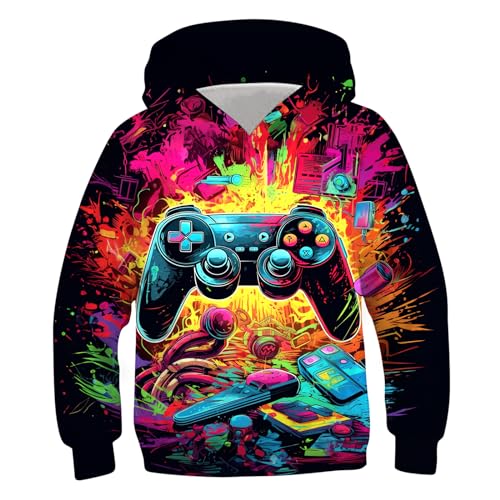 UNICOMIDEA Unisex Kids Hoodies Sweatshirts Size 8 Novelty 3D Printed Gamer Design Boys Cool School Sports Pullover Hooded Boys Girls Spring Autumn Winter Sweatshirts Clothes Jackets