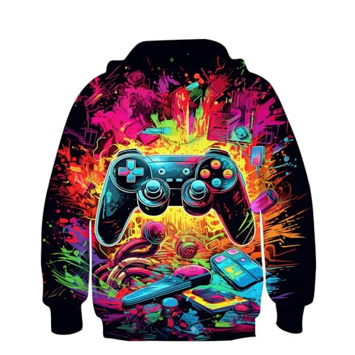 UNICOMIDEA Unisex Kids Hoodies Sweatshirts Size 8 Novelty 3D Printed Gamer Design Boys Cool School Sports Pullover Hooded Boys Girls Spring Autumn Winter Sweatshirts Clothes Jackets