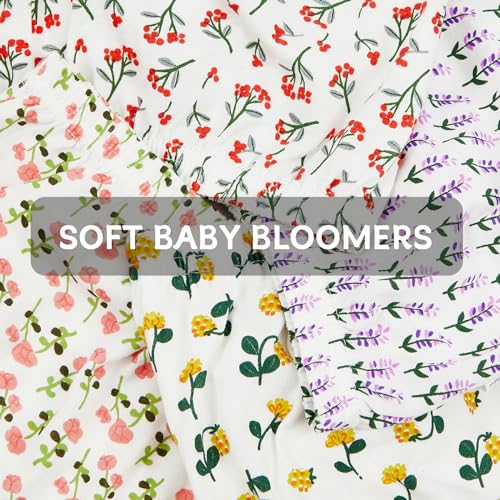 Durio 4Pcs Diaper Covers for Girls Baby Bloomers for Toddler Girls Ruffle Cute Cotton Baby Girl Shorts Toddler Girl Bloomers D Bow Floral 12-24 Months