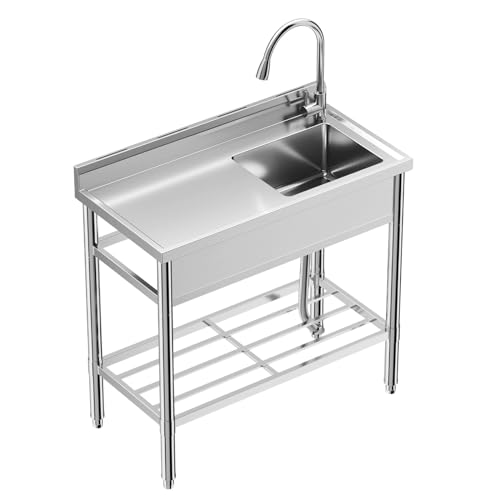 Commercial Stainless Steel Free Standing Kitchen Sink Utility Set