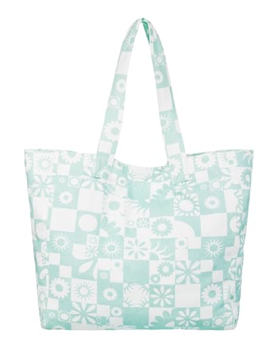Roxy 24L Anti Bad Vibes Printed Tote Bag, Beach Glass Beach Bum Check