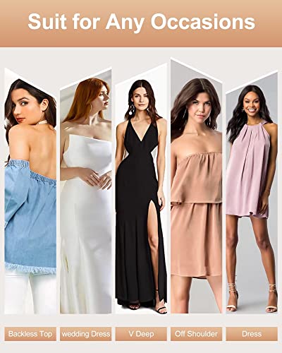 Adhesive Bra Push Up for Women 2 Pair, Sticky Invisible Lifting Bra, Backless Strapless Bras for Wedding Dress with Nipple Covers Reusable (Black+Nude/D)