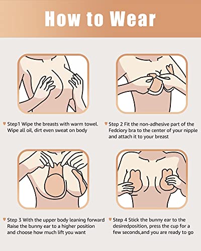 Adhesive Bra Sticky Bra 2 Pair, Push Up Sticky Boobs for Women, Invisible Silicone Bras for Backless Strapless Dress with Nipple Pasties(Nude+Nude-L/XL)-L18