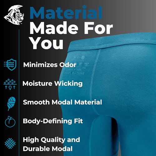 Real Men Modal 7in Boxer Briefs V-FLY C Pouch 3pk Black/Cyan/Gray XL