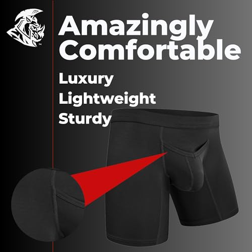 Real Men Modal 7in Boxer Briefs V-FLY C Pouch 3pk Black/Cyan/Gray XL