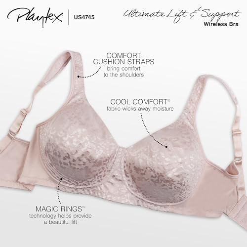 Playtex Women's 18-Hour Ultimate Lift Wireless Full-Coverage Bra, Single or 2-Pack, Rustic Berry Red