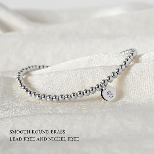 Turandoss Mothers Day Gifts - Mothers Day Gifts for Mom Daughter Women, Silver Initial D Charm Bracelet for Mom Daughter Women, Womens Dainty Silver Initial Bracelet Jewelry Gifts