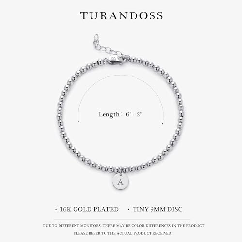 Turandoss Mothers Day Gifts - Mothers Day Gifts for Mom Daughter Women, Silver Initial D Charm Bracelet for Mom Daughter Women, Womens Dainty Silver Initial Bracelet Jewelry Gifts