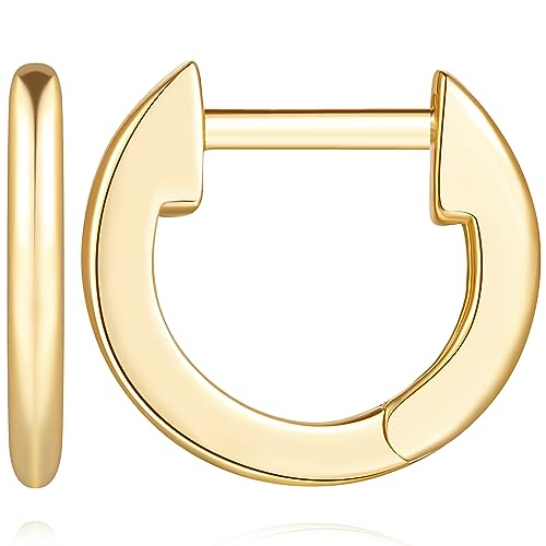 Kelli Myers 14K Gold Huggie Earrings Small Gold Hoop Earrings Gold Huggie Hoop Earrings for Women 14K Gold Earrings for Women Minimalist (12mm*11mm)(18mm*17mm) (18mm)