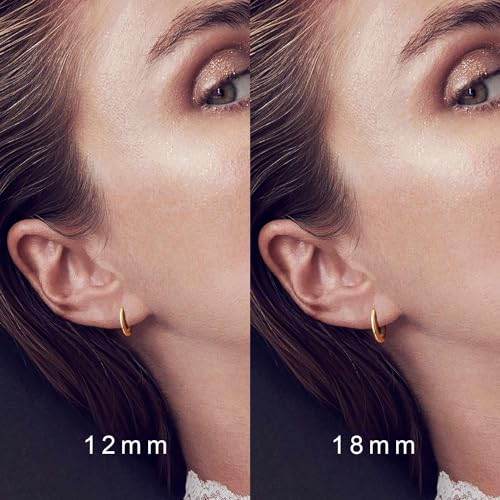 Kelli Myers 14K Gold Huggie Earrings Small Gold Hoop Earrings Gold Huggie Hoop Earrings for Women 14K Gold Earrings for Women Minimalist (12mm*11mm)(18mm*17mm) (18mm)
