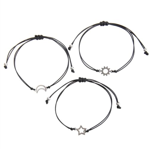 Romlibr Pinky Promise Matching Bracelet Bangle Couples Sun Moon Bracelet Distance Relationship for Women Men Teen Gifts (3s)