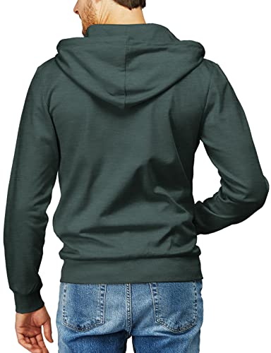H2H Mens Casual Kanga Pocket Lightweight Hoodie with White Zipper and String BALSAMGREEN US M (CMOHOL048)