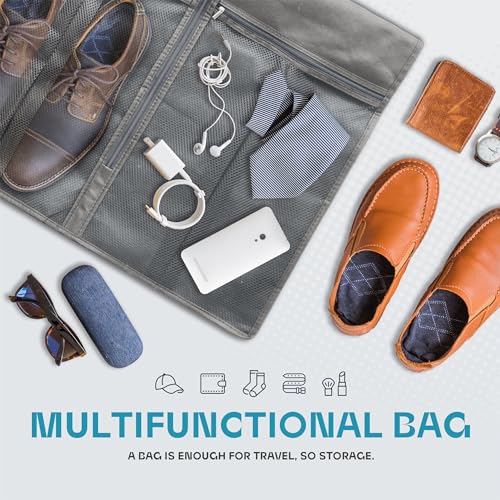 Lazebox Garment Bags for Travel and Closet Storage with Zipper Pocket, Heavy Duty Waterproof Hanging Suit Bag with Handles for Suits, Coats, Jackets, Shirts, 1 pack, Gray