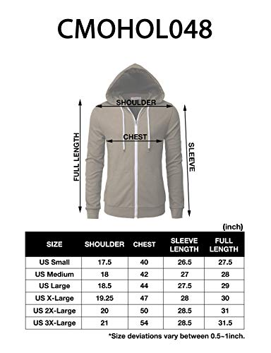 H2H Mens Casual Kanga Pocket Lightweight Hoodie with White Zipper and String BALSAMGREEN US M (CMOHOL048)