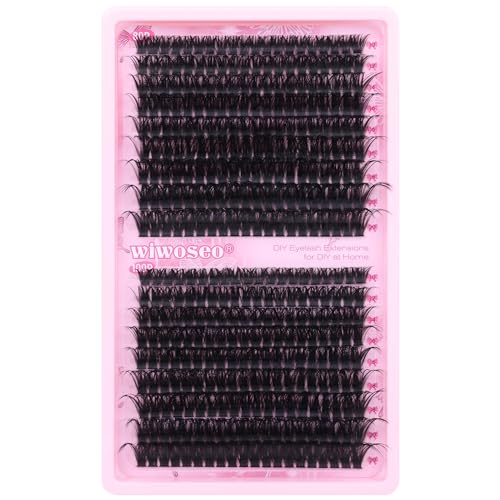 wiwoseo D Curl Lash Clusters Individal Lashes Clusters 360pcs Mink Lashes Clusters Eyelash Extensions Russian Lash Extension 80D+100D Fluffy Individual Eyelash Cluster for Beginners (10-20MM)