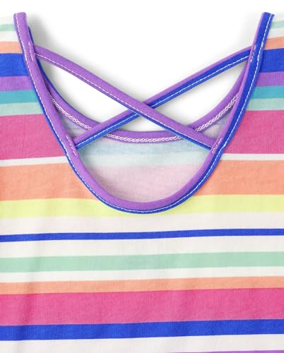 The Children's Place Baby Girls' and Toddler Short Sleeve Everyday T-Shirts, Summer Stripe 3-Pack, 3T